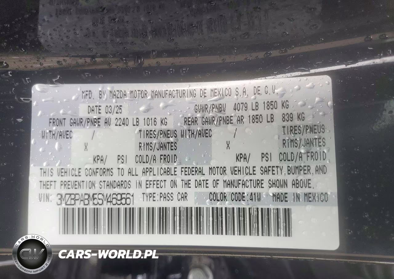 2025 Mazda 3 Select Sport VIN:3MZBPABM5SM469561 - 12