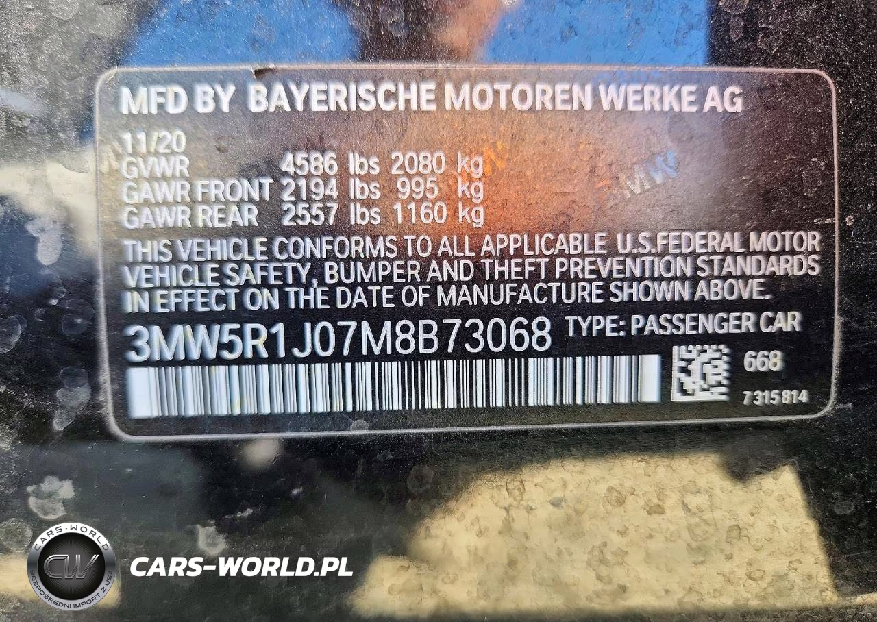 2021 BMW 330I VIN:3MW5R1J07M8B73068 - 12