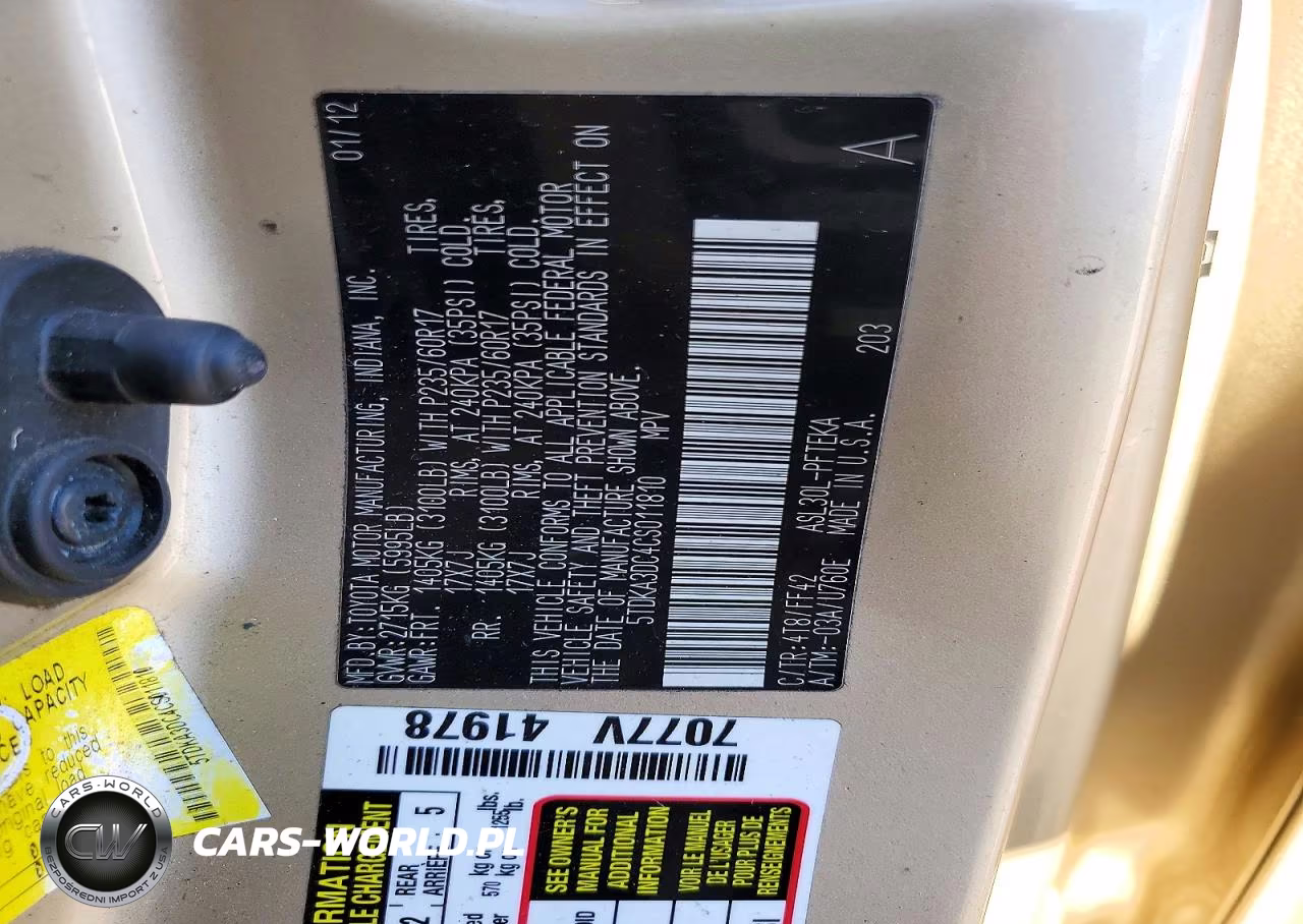 2012 Toyota Sienna Base 7-Passenger VIN:5TDKA3DC4CS011810 - 13