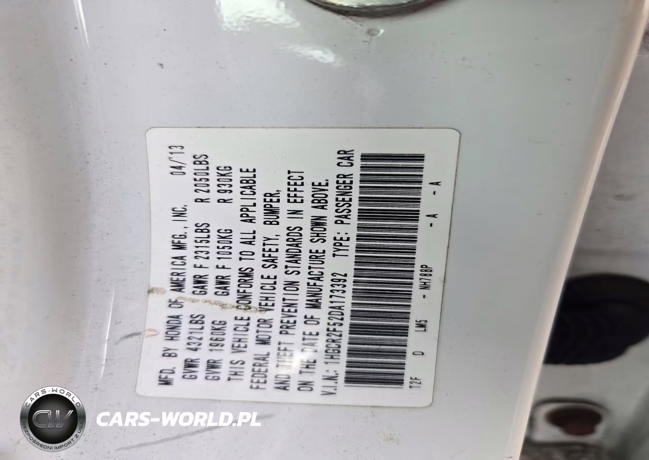 2013 Honda Accord Sport VIN:1HGCR2F52DA173392 - 12