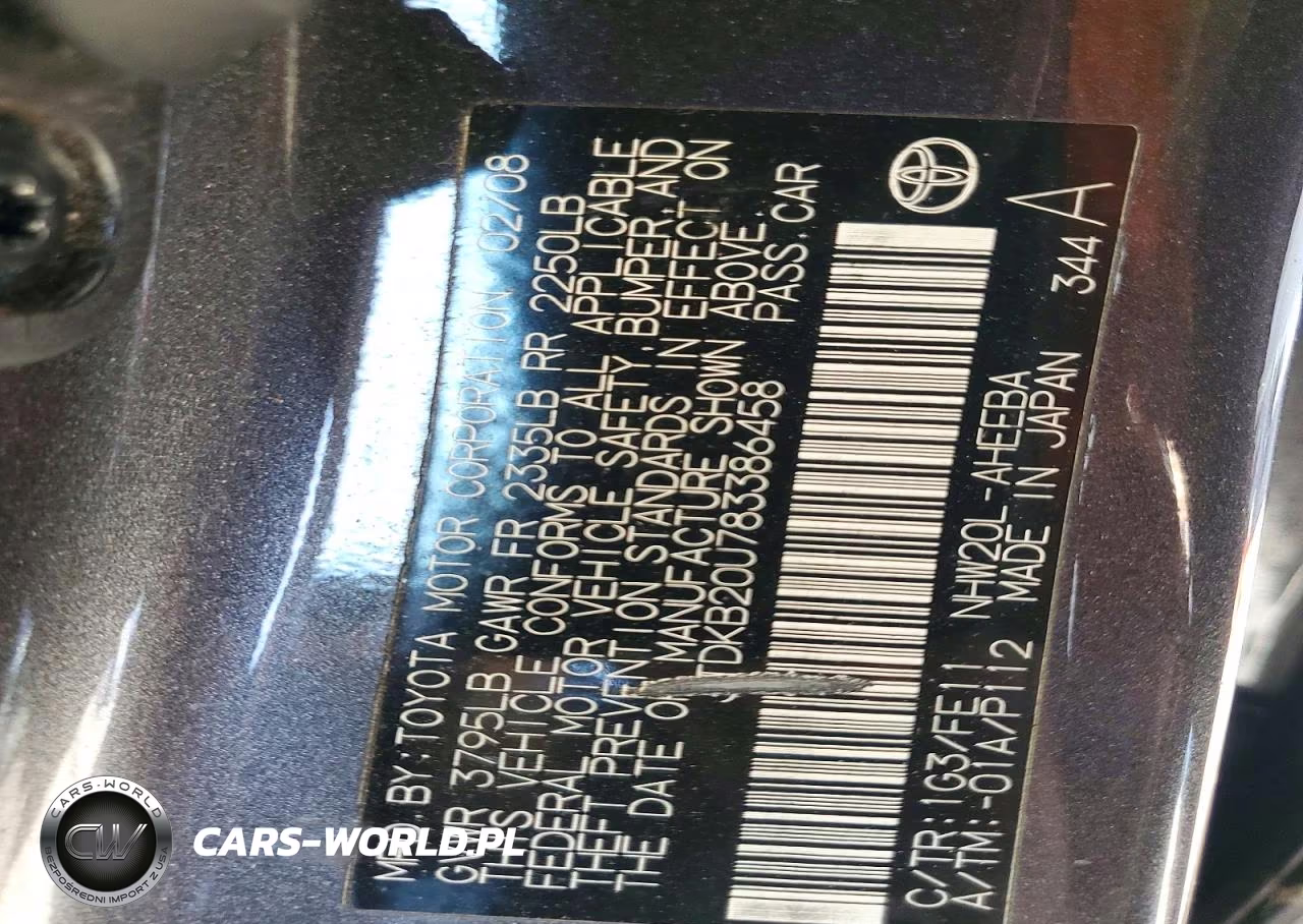 2008 Toyota Prius Base VIN:JTDKB20U783386458 - 12