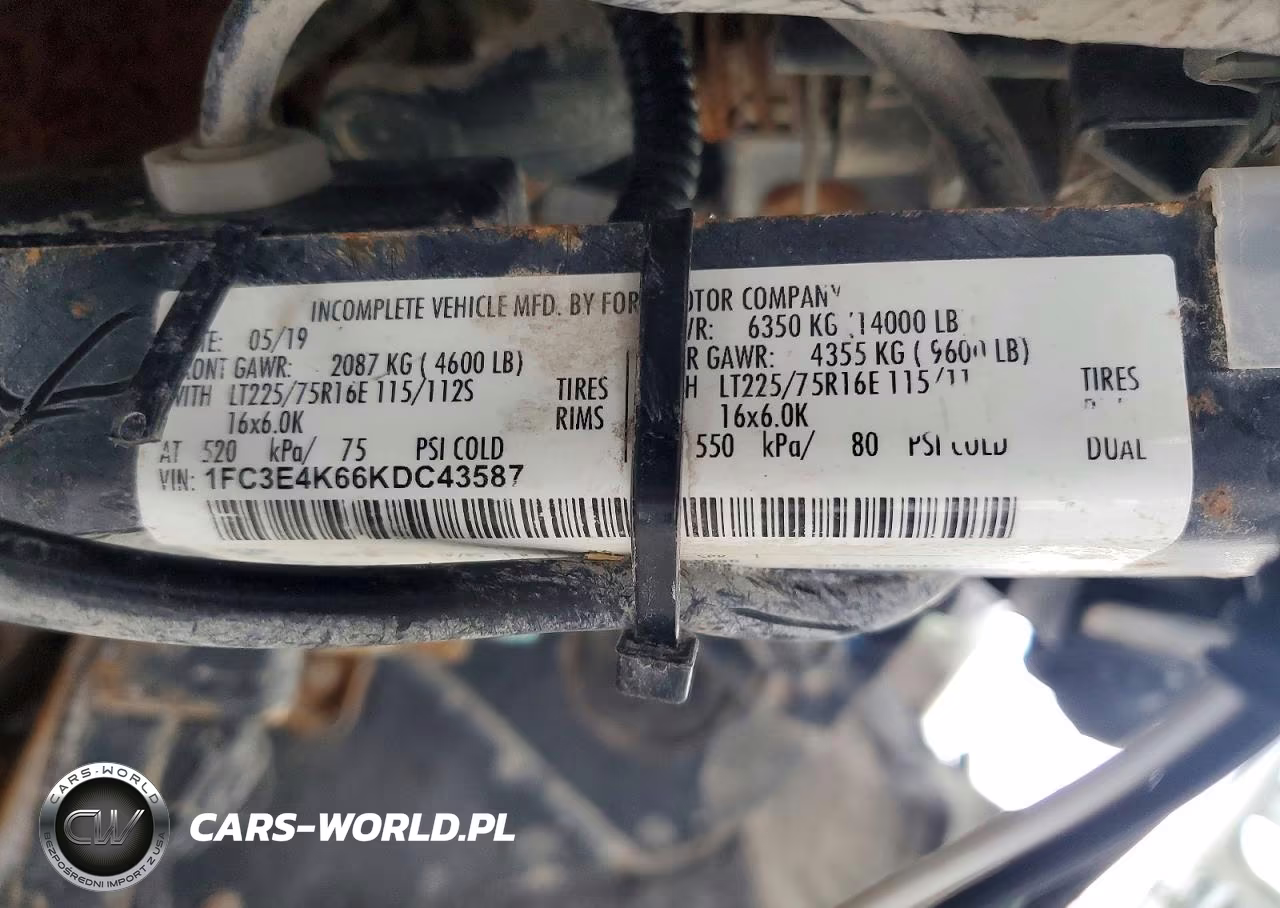 2019 Ford E450 Delivery Truck VIN:1FC3E4K66KDC43587 - 12