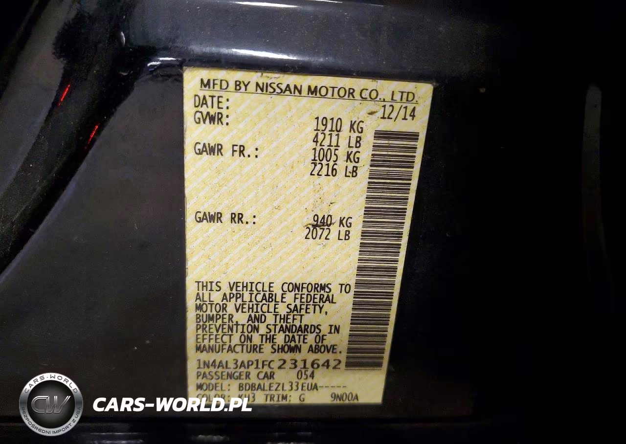 2015 Nissan Altima 2.5 S VIN:1N4AL3AP1FC231642 - 12