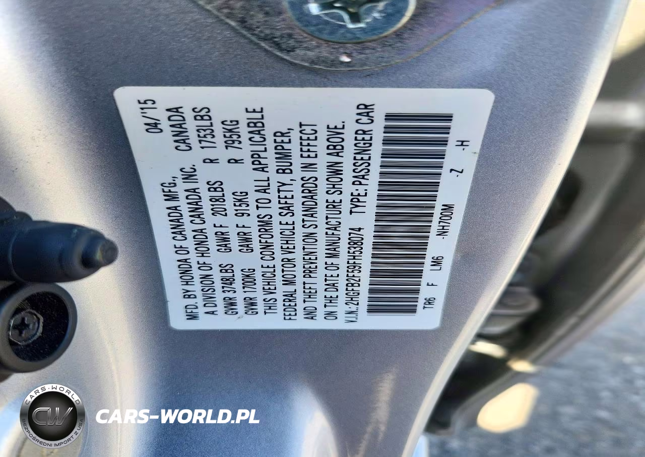 2015 Honda Civic Lx VIN:2HGFB2F59FH538074 - 12