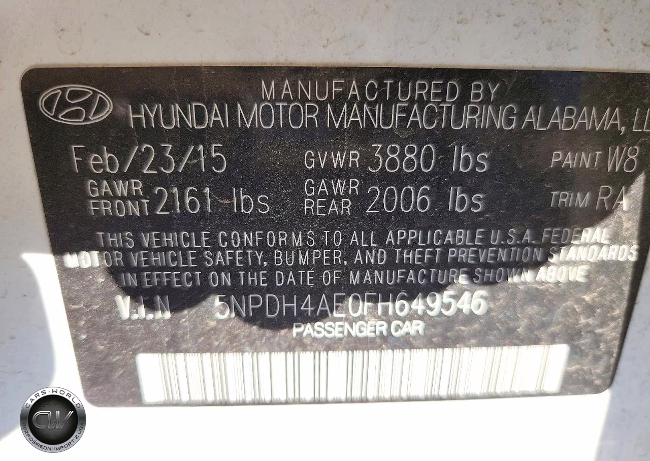 2015 Hyundai Elantra Se VIN:5NPDH4AE0FH649546 - 12