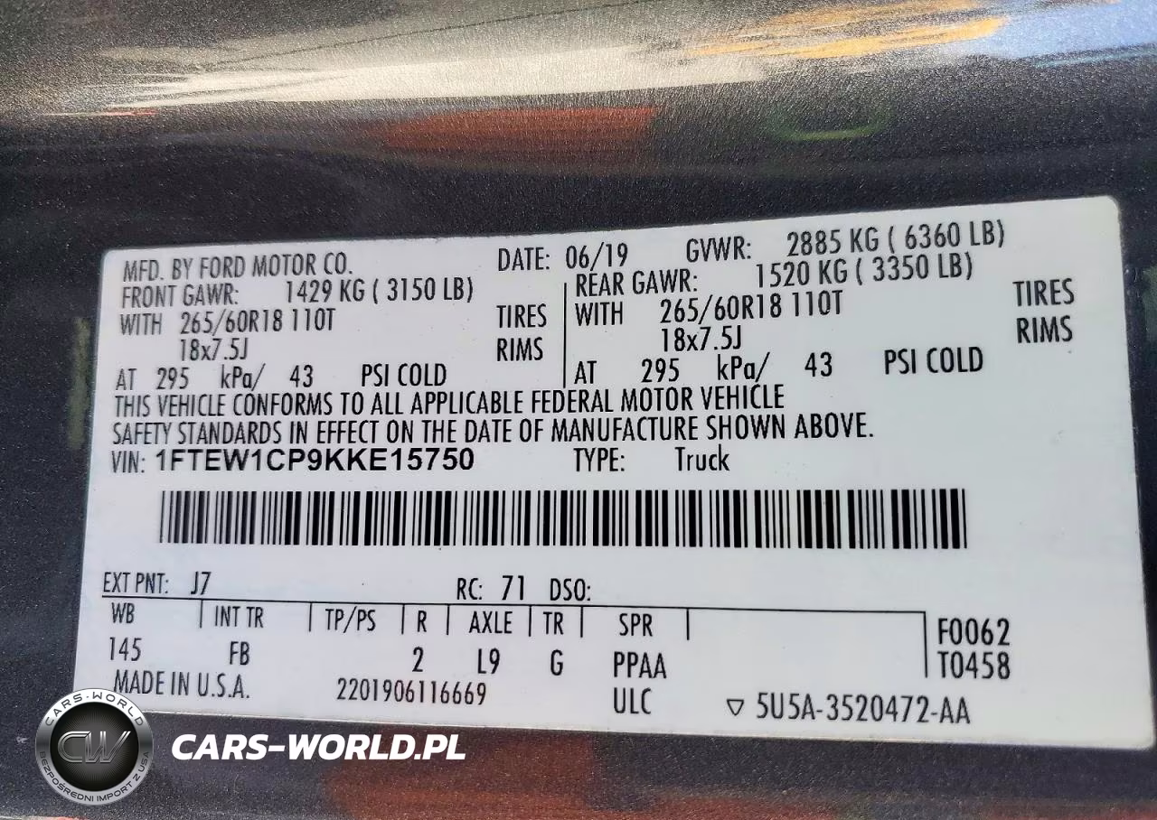 2019 Ford F150 Supercrew VIN:1FTEW1CP9KKE15750 - 13