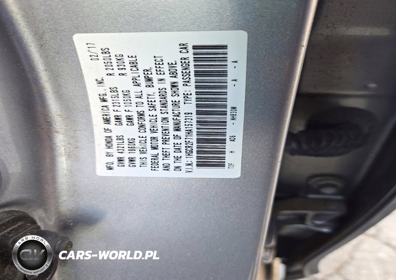 2017 Honda Accord Ex VIN:1HGCR2F71HA157319 - 12