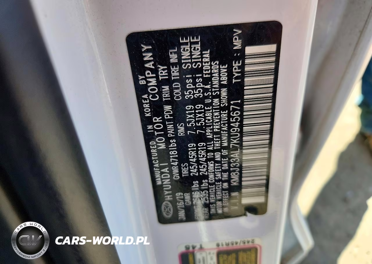 2019 Hyundai Tucson Night VIN:KM8J33AL7KU945671 - 12
