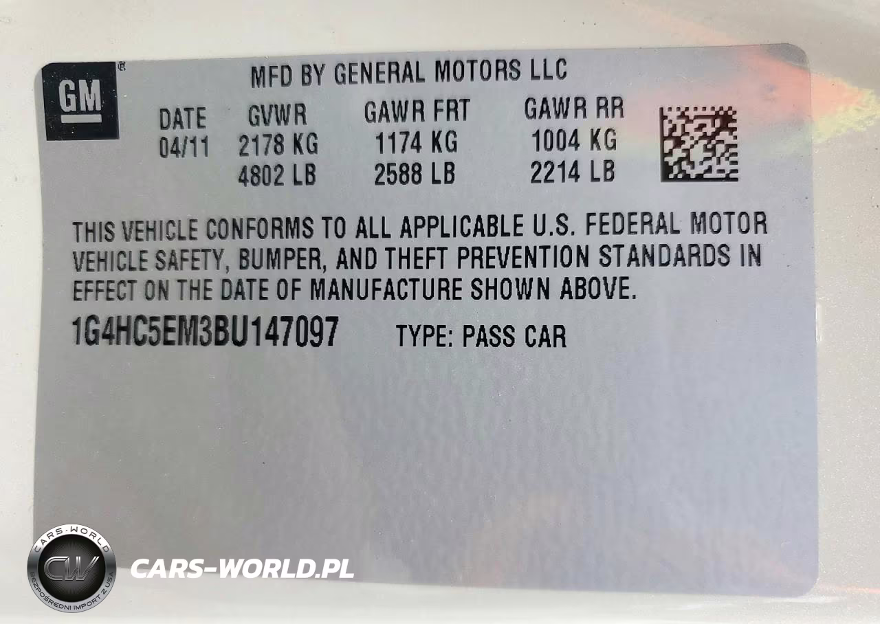 2011 Buick Lucerne Cxl VIN:1G4HC5EM3BU147097 - 12