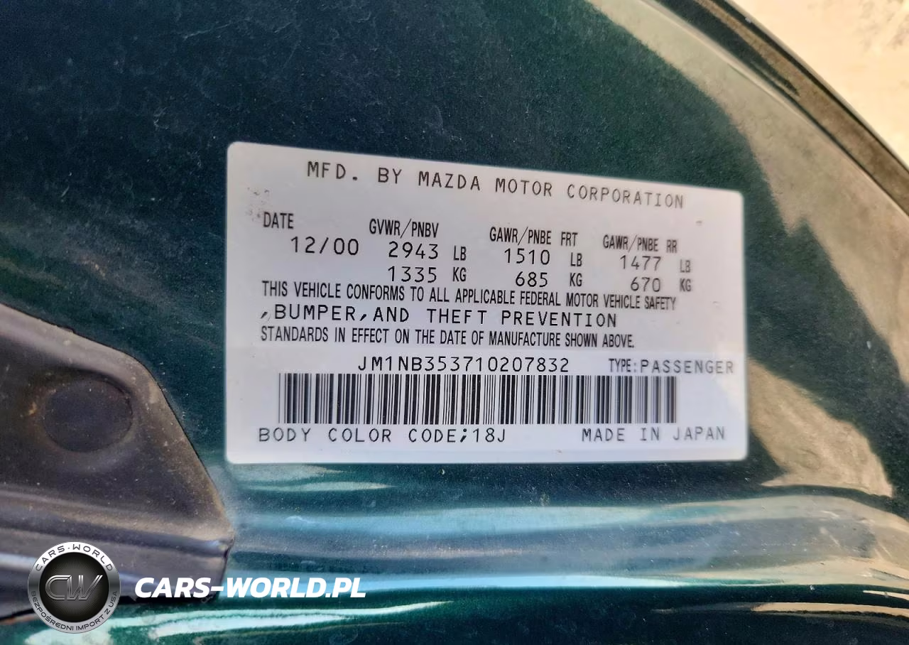 2001 Mazda Miata Mx5 VIN:JM1NB353710207832 - 13