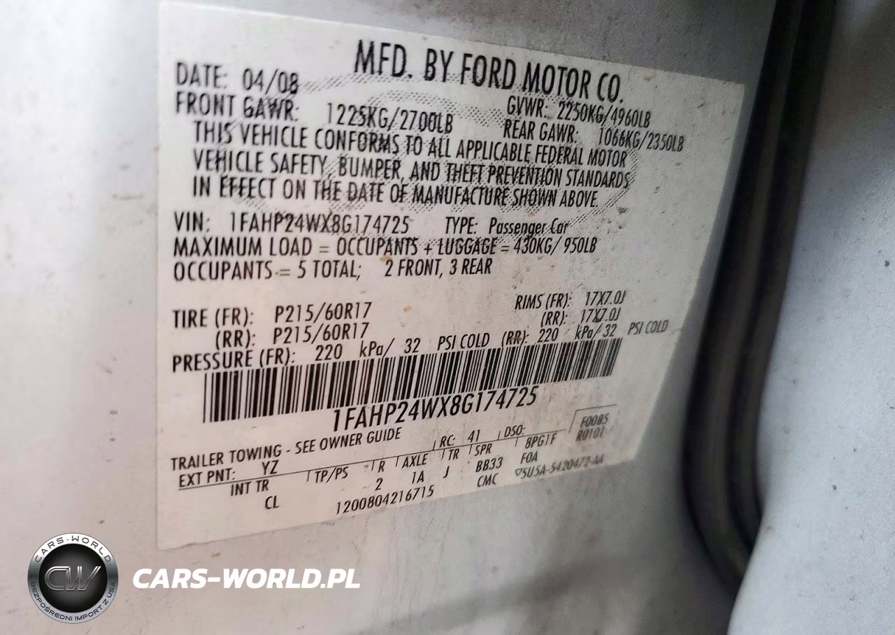 2008 Ford Taurus Sel VIN:1FAHP24WX8G174725 - 12
