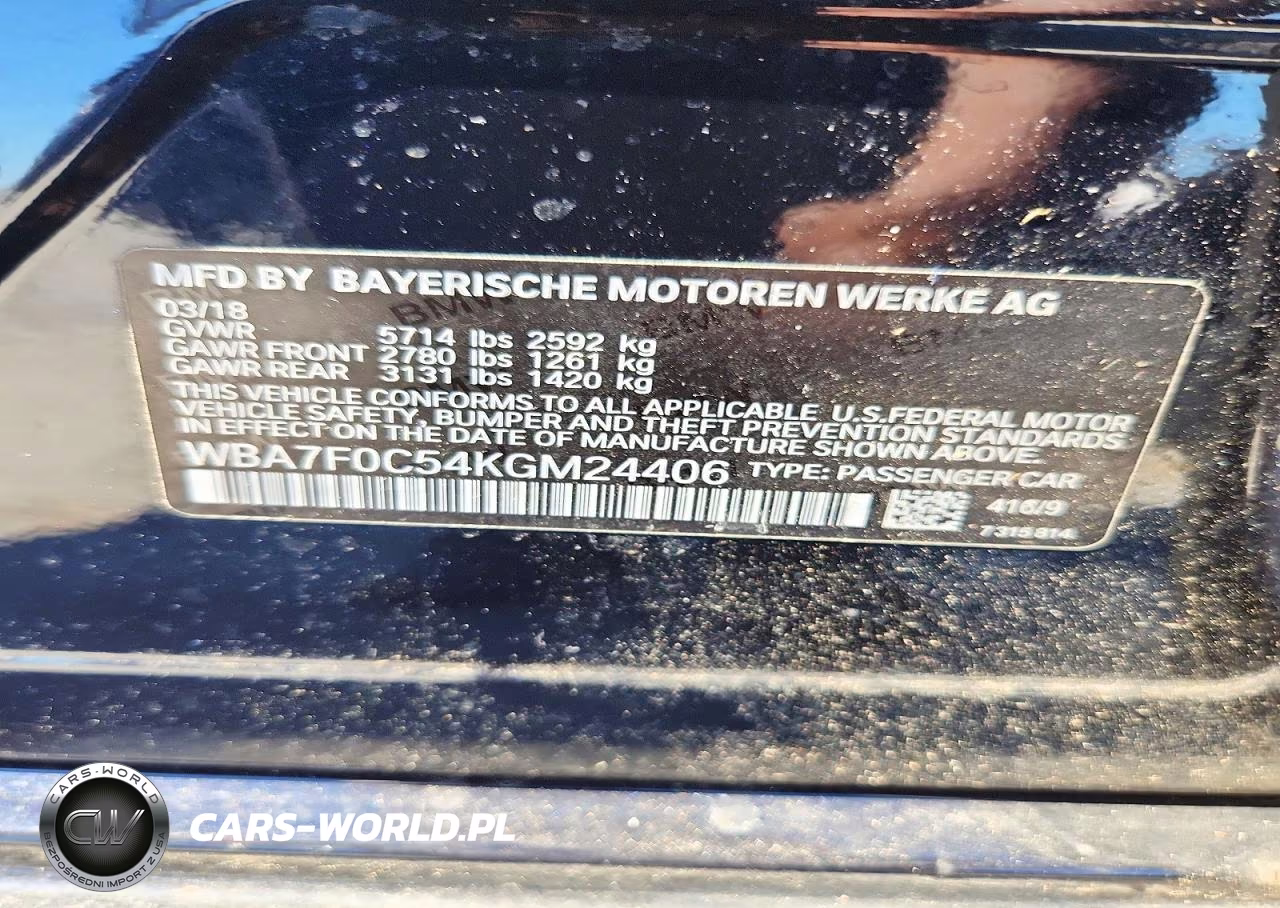 2019 BMW 750 I VIN:WBA7F0C54KGM24406 - 13