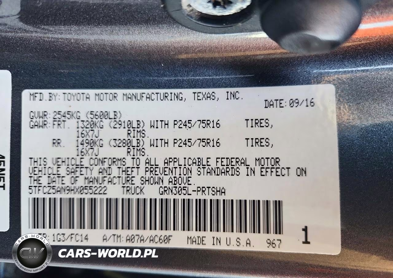 2017 Toyota Tacoma Sr5 V6 VIN:5TFCZ5AN9HX055222 - 12
