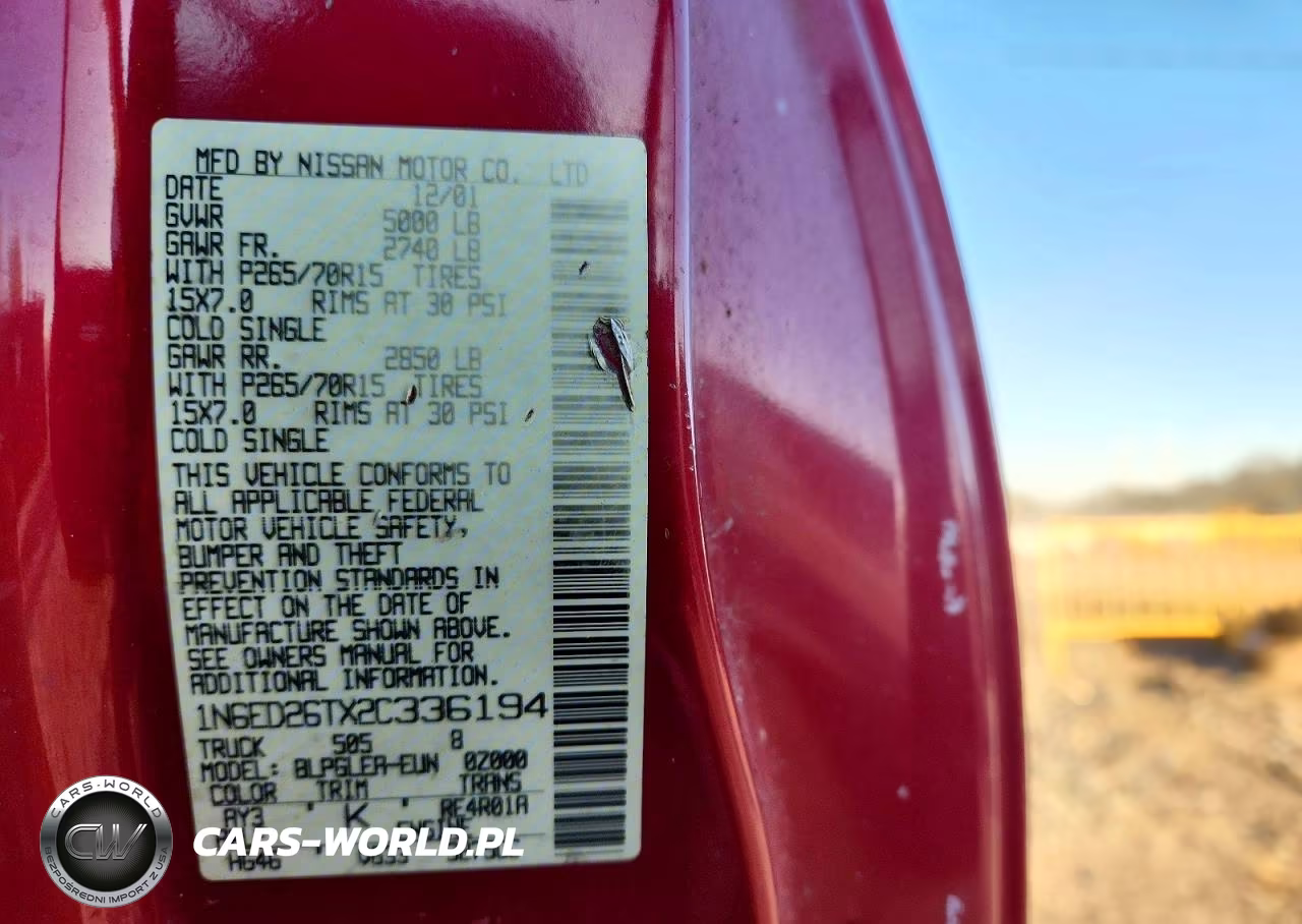 2002 Nissan Frontier Xe-V6 Desert Runner VIN:1N6ED26TX2C336194 - 12