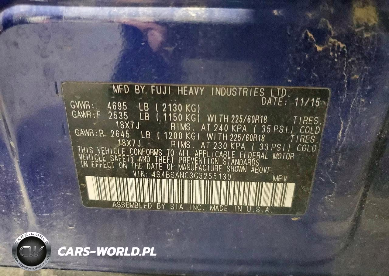 2016 Subaru Outback 2.5I Limited VIN:4S4BSANC3G3255130 - 12