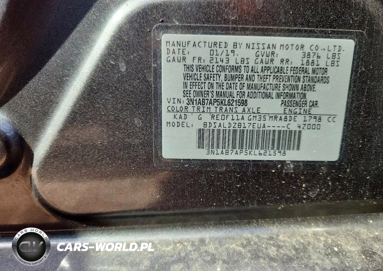 2019 Nissan Sentra VIN:3N1AB7AP5KL621598 - 12