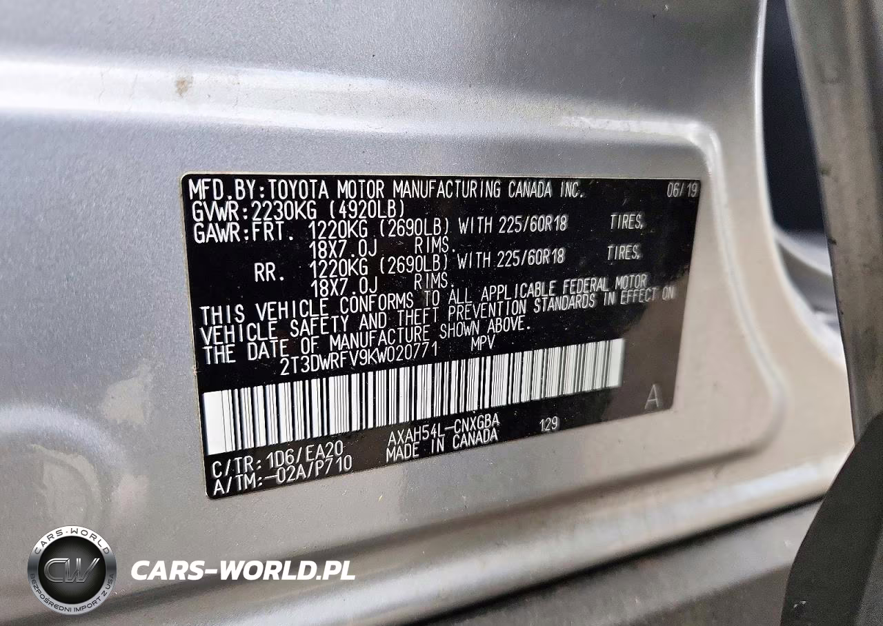 2019 Toyota Rav4 Limited VIN:2T3DWRFV9KW020771 - 13