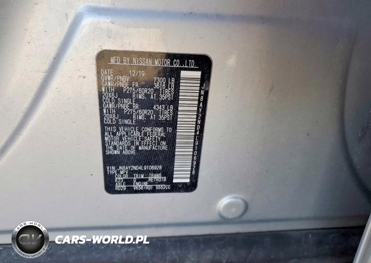 2020 Nissan Armada VIN:JN8AY2ND4L9106928 - 13