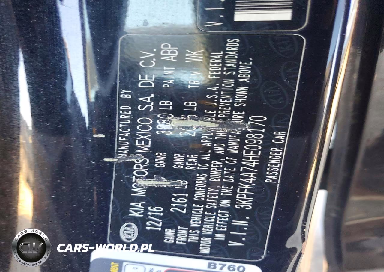 2017 Kia Forte Lx VIN:3KPFK4A74HE098170 - 12