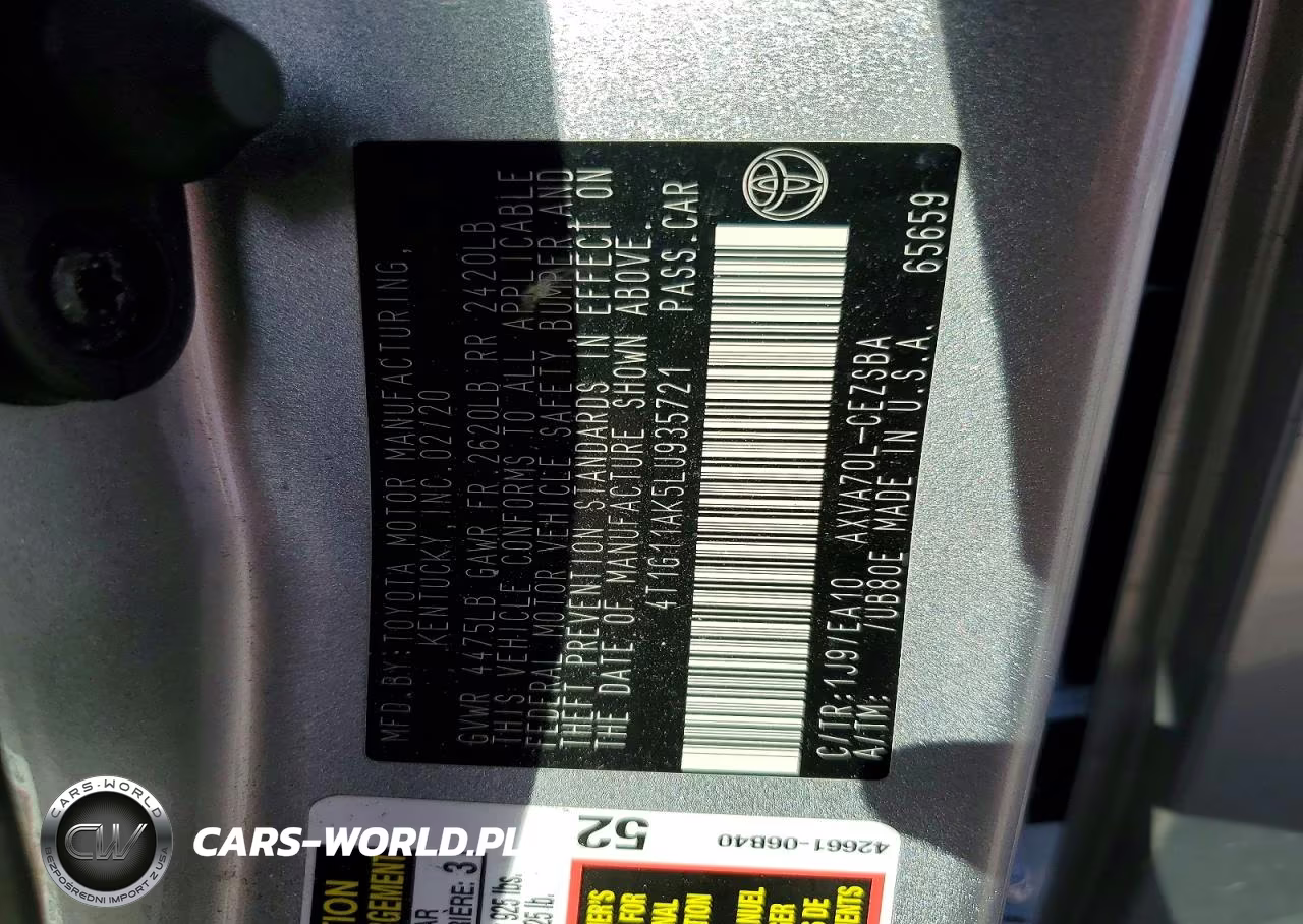 2020 Toyota Camry Se VIN:4T1G11AK5LU935721 - 12