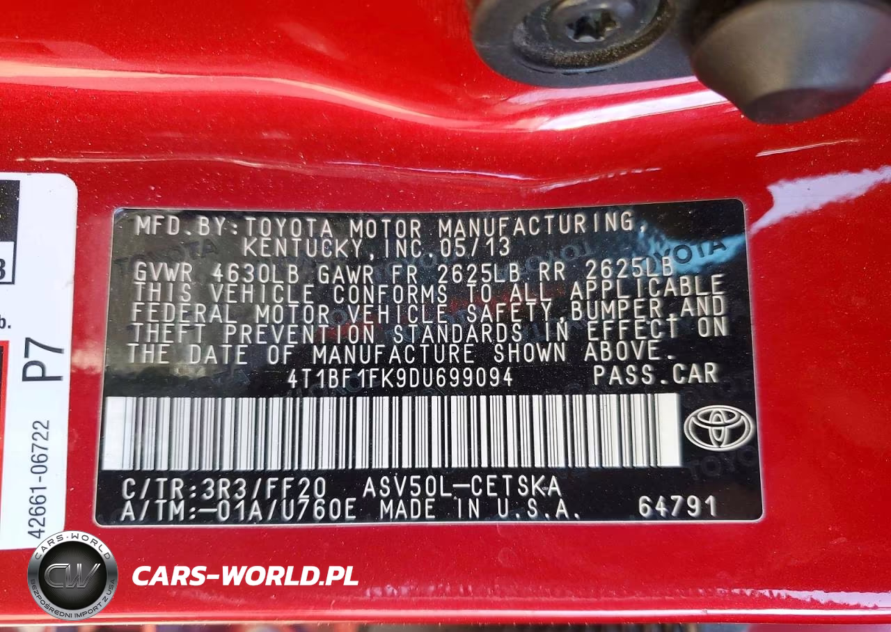 2013 Toyota Camry Se VIN:4T1BF1FK9DU699094 - 12