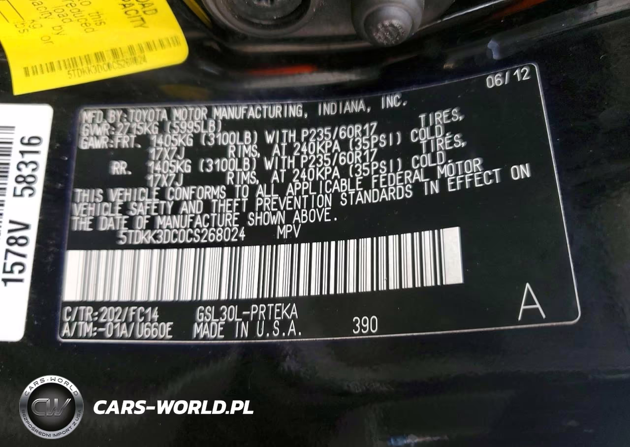 2012 Toyota Sienna Le VIN:5TDKK3DC0CS268024 - 13