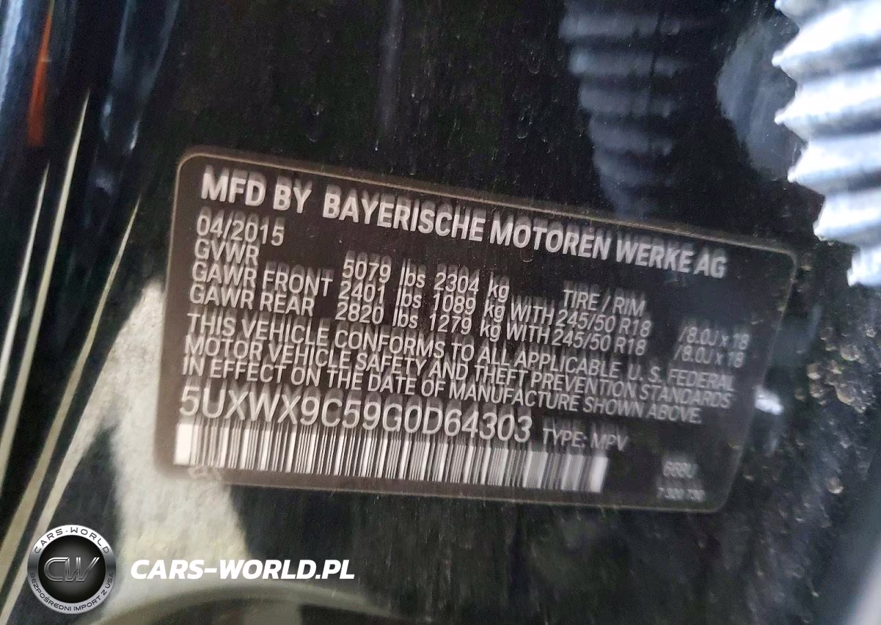 2016 BMW X3 xDrive28I VIN:5UXWX9C59G0D64303 - 14