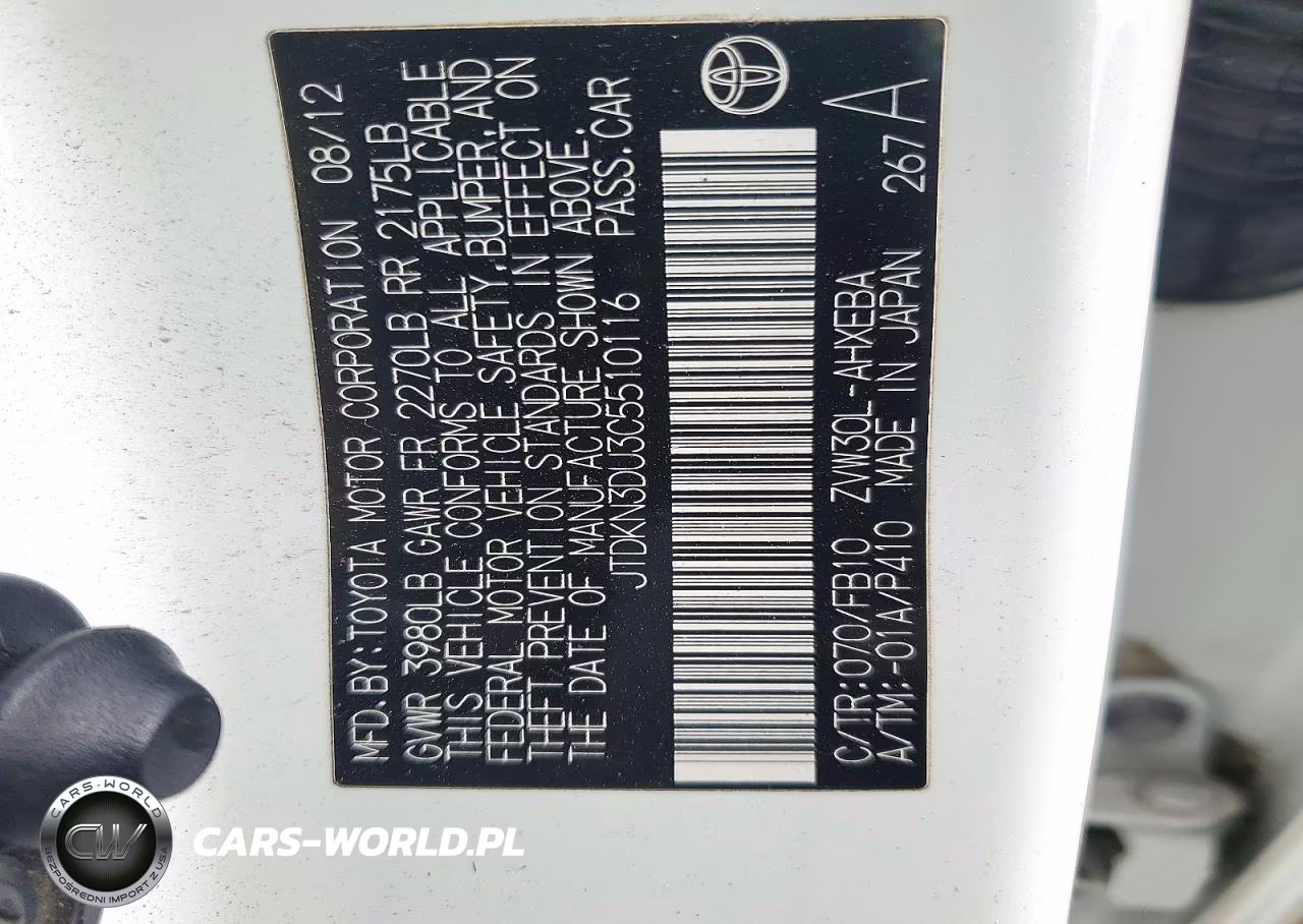 2012 Toyota Prius Two VIN:JTDKN3DU3C5510116 - 13