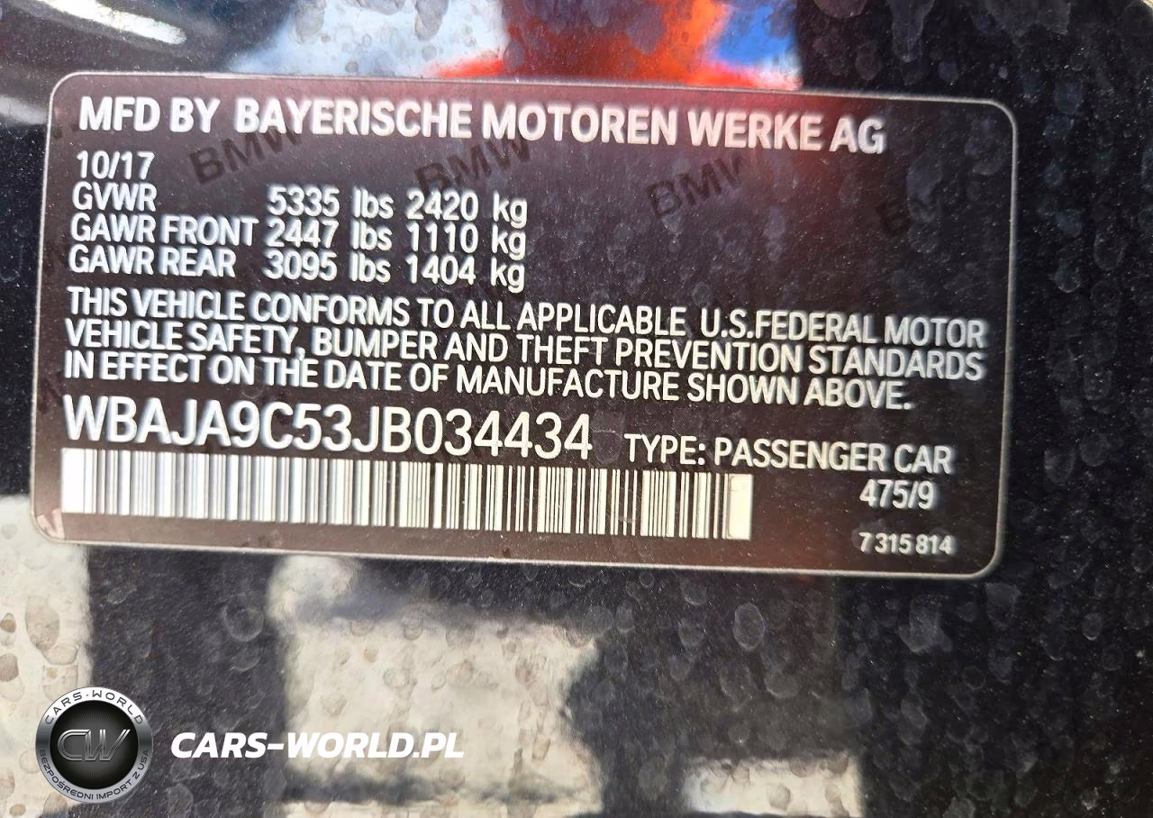 2018 BMW 530E VIN:WBAJA9C53JB034434 - 13