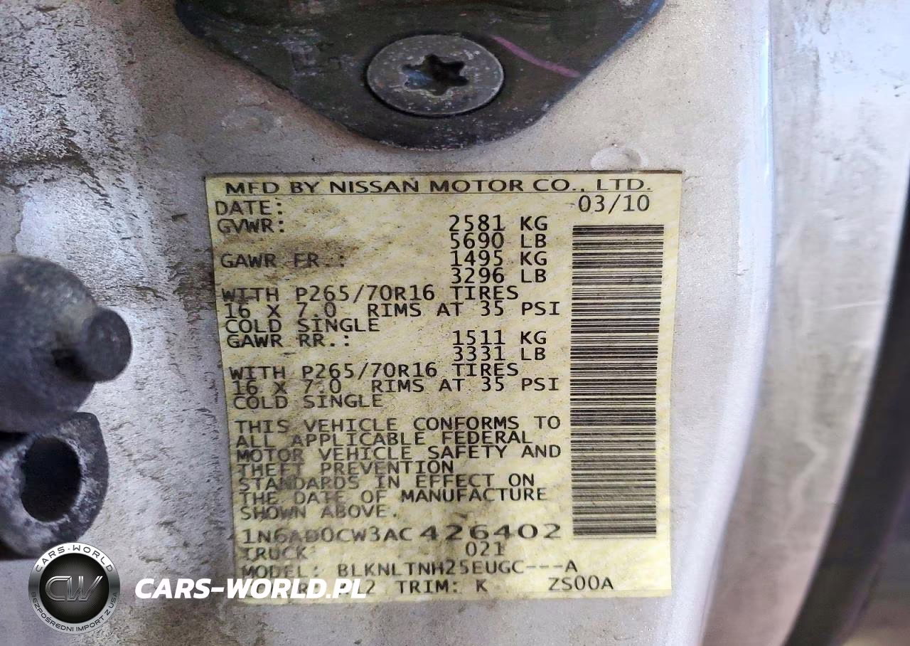 2010 Nissan Frontier Se V6 VIN:1N6AD0CW3AC426402 - 12