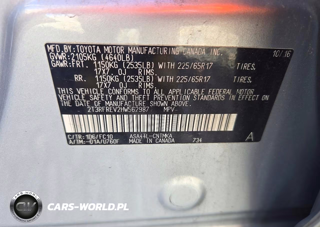 2017 Toyota Rav4 Xle VIN:2T3RFREV2HW562987 - 13