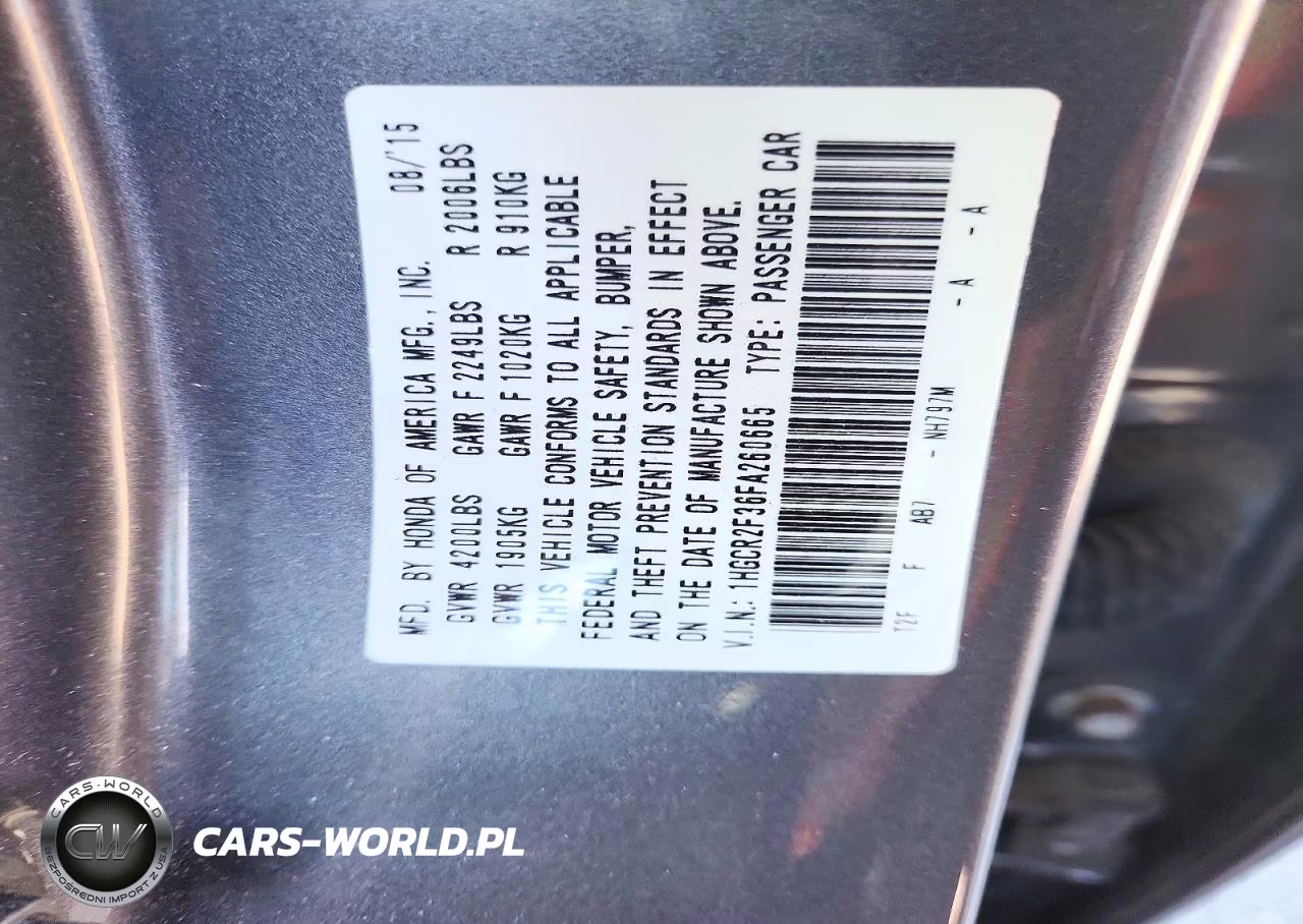 2015 Honda Accord Lx VIN:1HGCR2F36FA260665 - 12