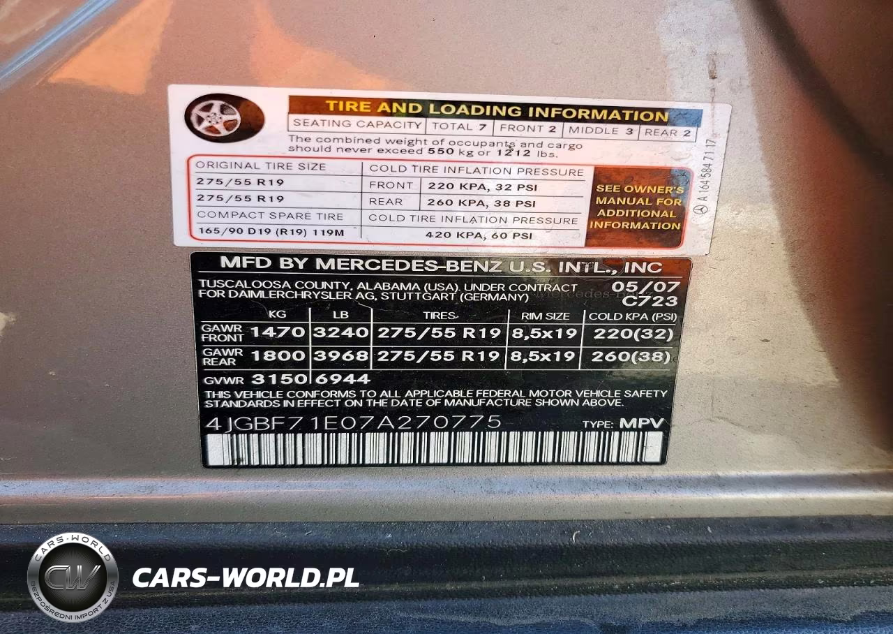 2007 Mercedes-Benz Gl 450 4Matic VIN:4JGBF71E07A270775 - 13