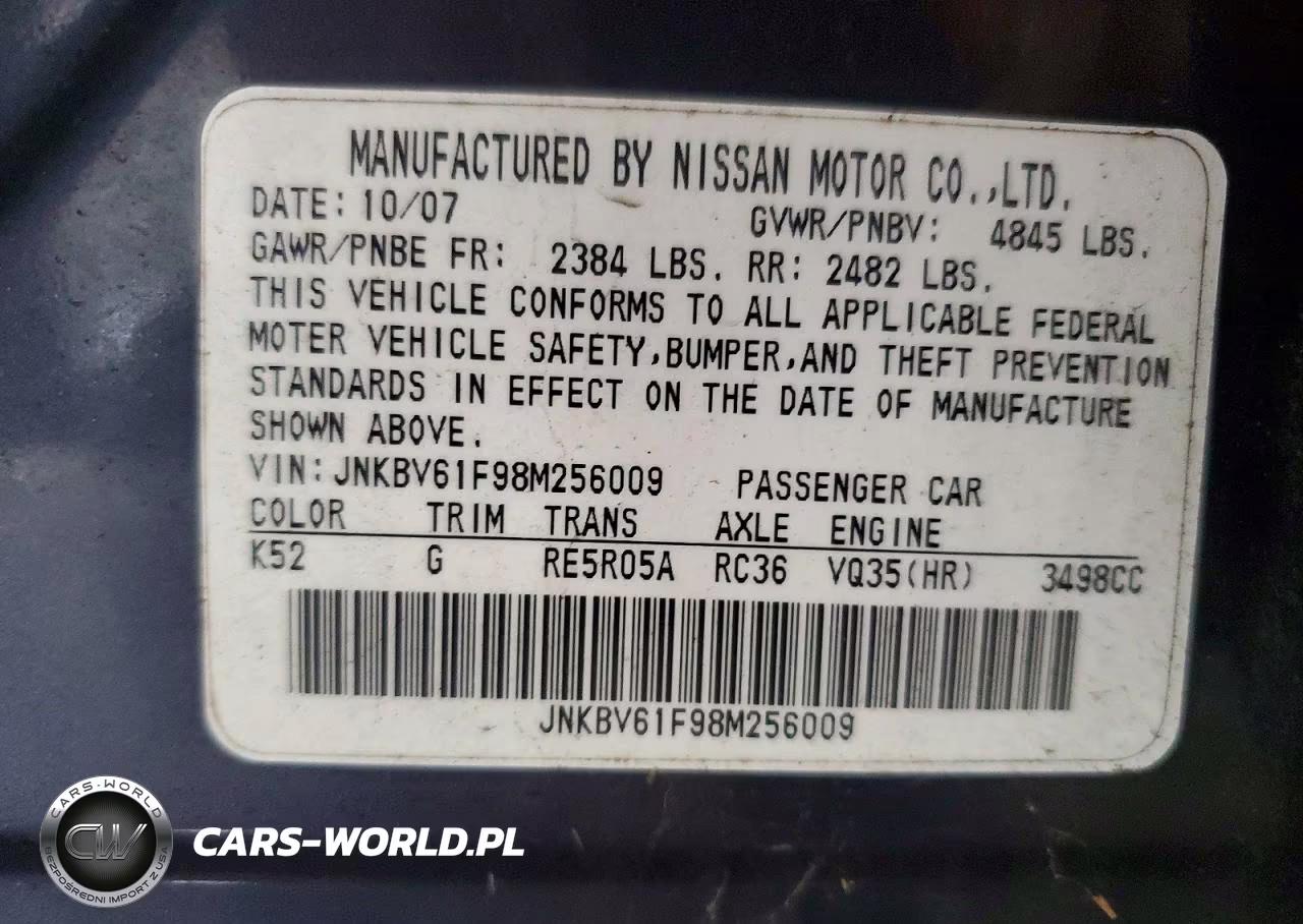 2008 Infiniti G35 X VIN:JNKBV61F98M256009 - 12