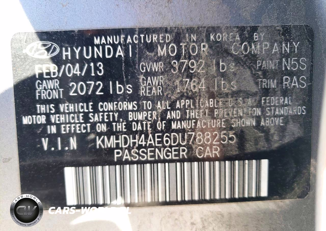 2013 Hyundai Elantra Gls VIN:KMHDH4AE6DU788255 - 13