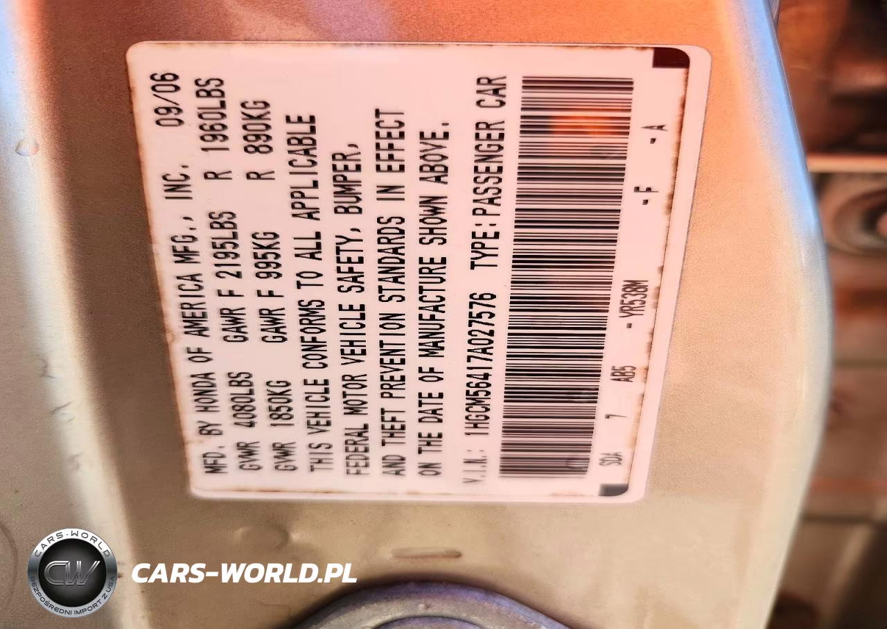 2007 Honda Accord Lx VIN:1HGCM56417A027576 - 12