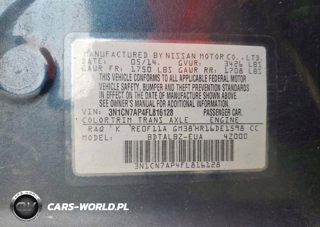 2015 Nissan Versa 1.6 Sv VIN:3N1CN7AP4FL816128 - 12