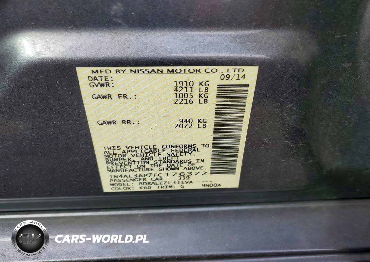 2015 Nissan Altima 2.5 S VIN:1N4AL3AP7FC176372 - 13