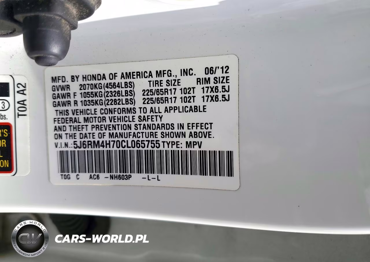 2012 Honda Cr-V Exl VIN:5J6RM4H70CL065755 - 14