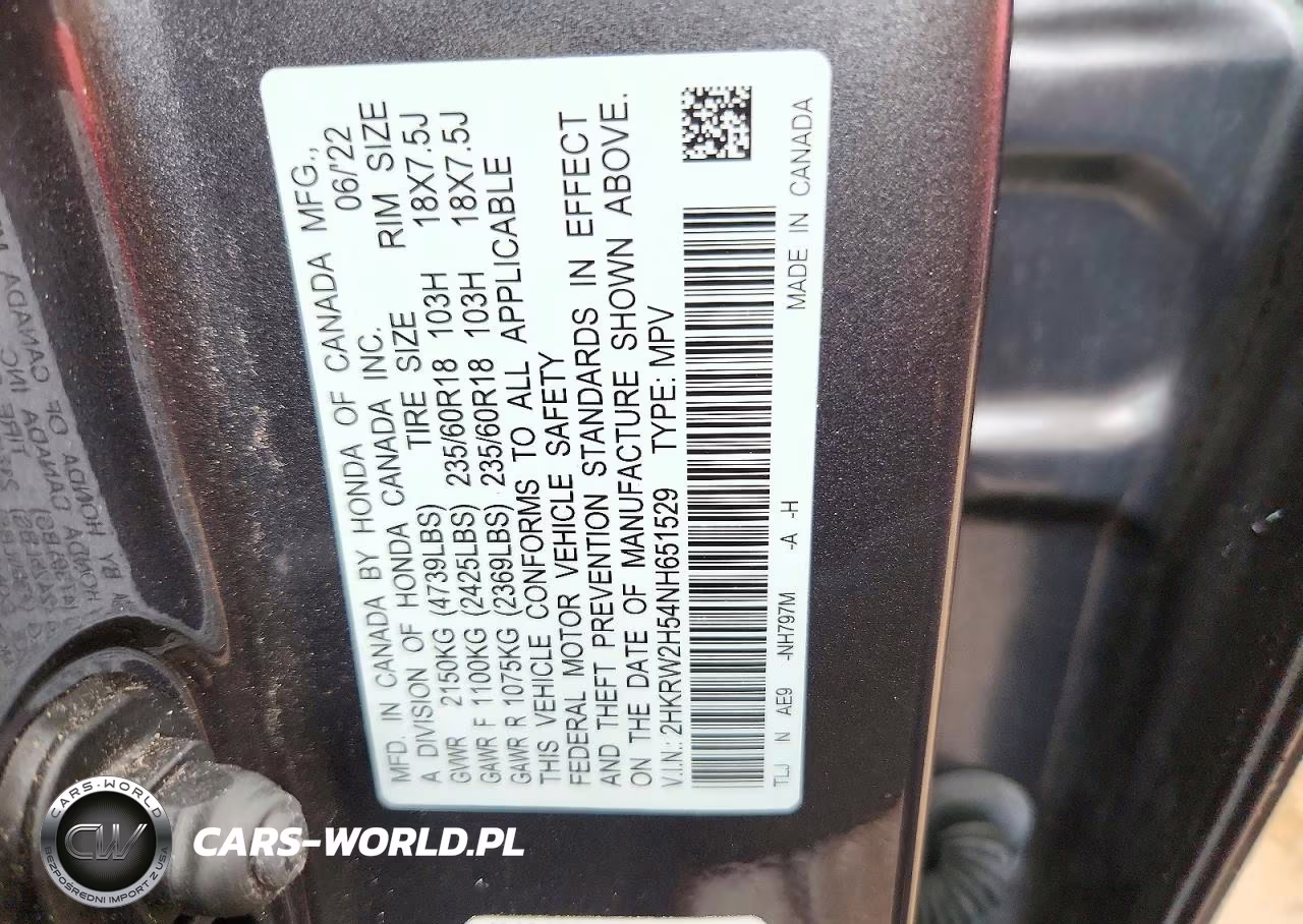 2022 Honda Cr-V Ex VIN:2HKRW2H54NH651529 - 12