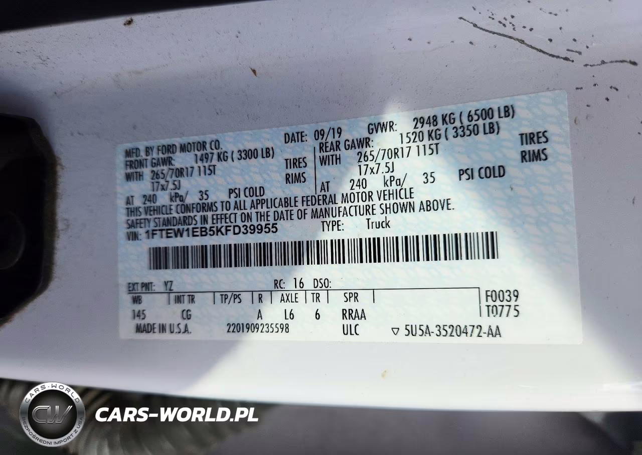 2019 Ford F150 Supercrew VIN:1FTEW1EB5KFD39955 - 13