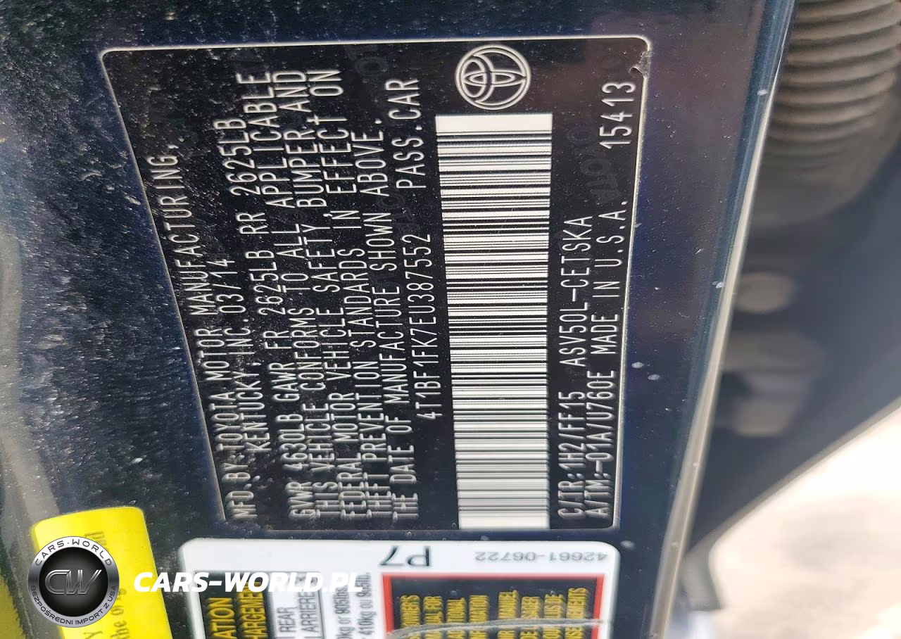 2014 Toyota Camry Se VIN:4T1BF1FK7EU387552 - 12