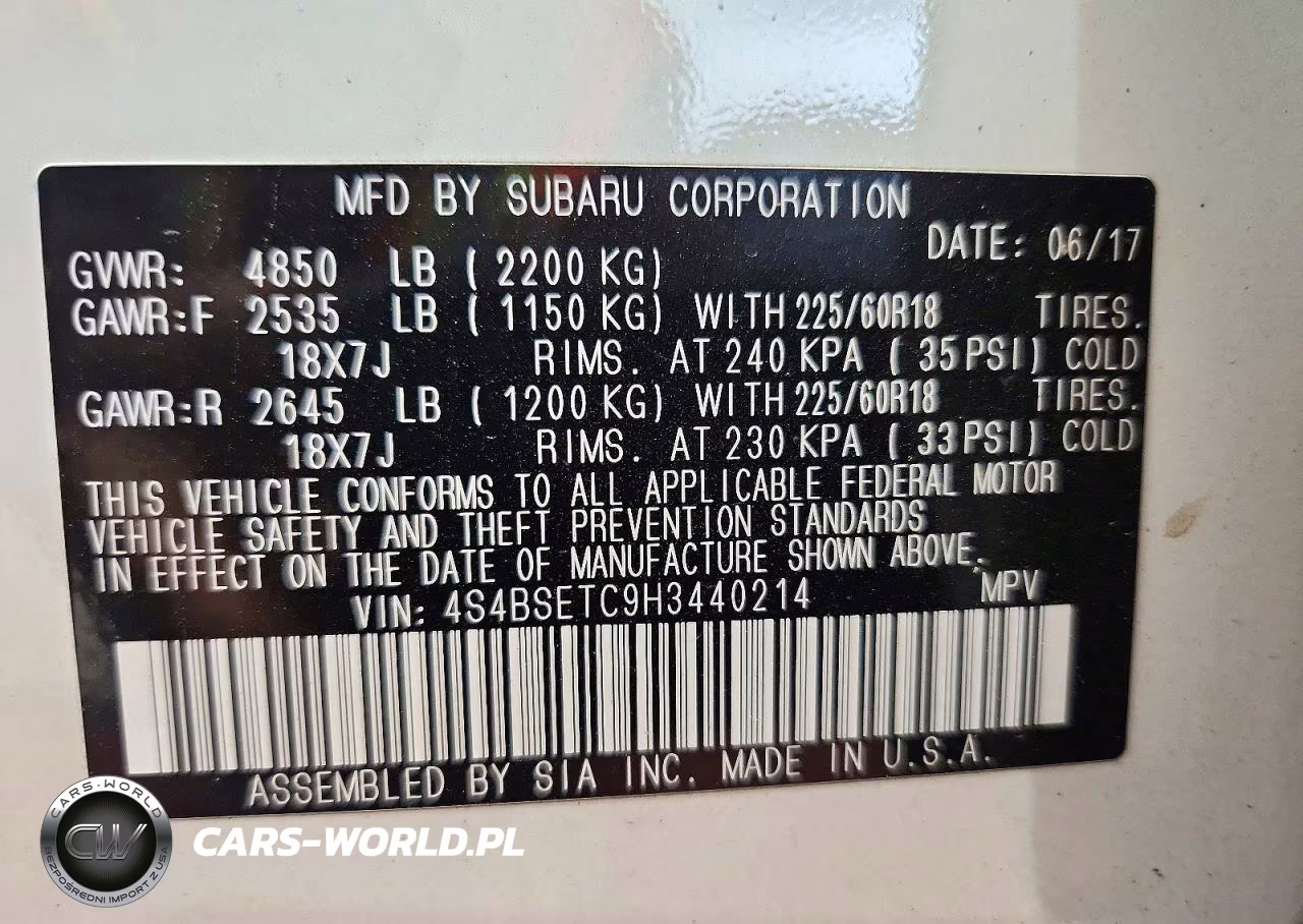 2017 Subaru Outback Touring VIN:4S4BSETC9H3440214 - 13