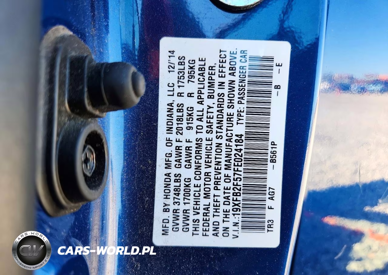 2015 Honda Civic Lx VIN:19XFB2F57FE024184 - 12