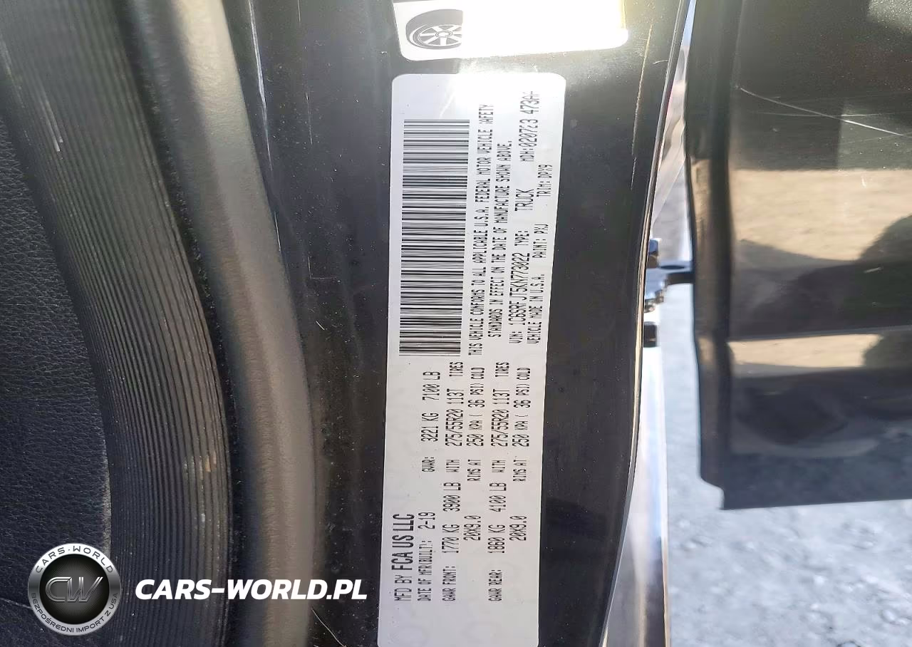 2019 Ram 1500 Laramie VIN:1C6SRFJT5KN773022 - 12