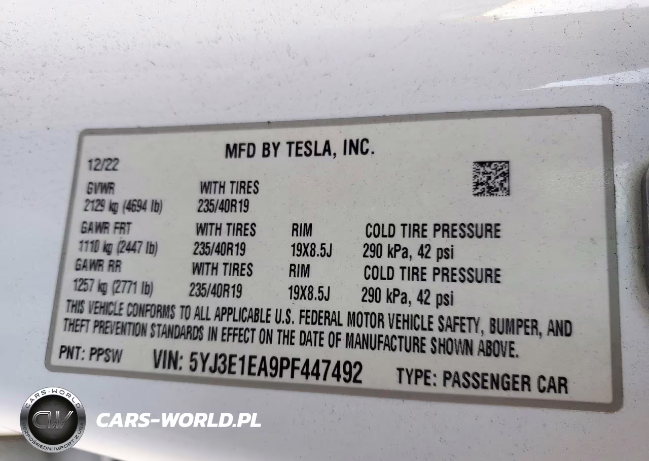 2023 Tesla Model 3 VIN:5YJ3E1EA9PF447492 - 12