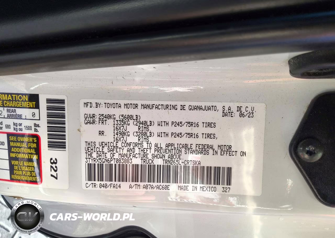 2023 Toyota Tacoma Sr VIN:3TYRX5GN6PT083883 - 12