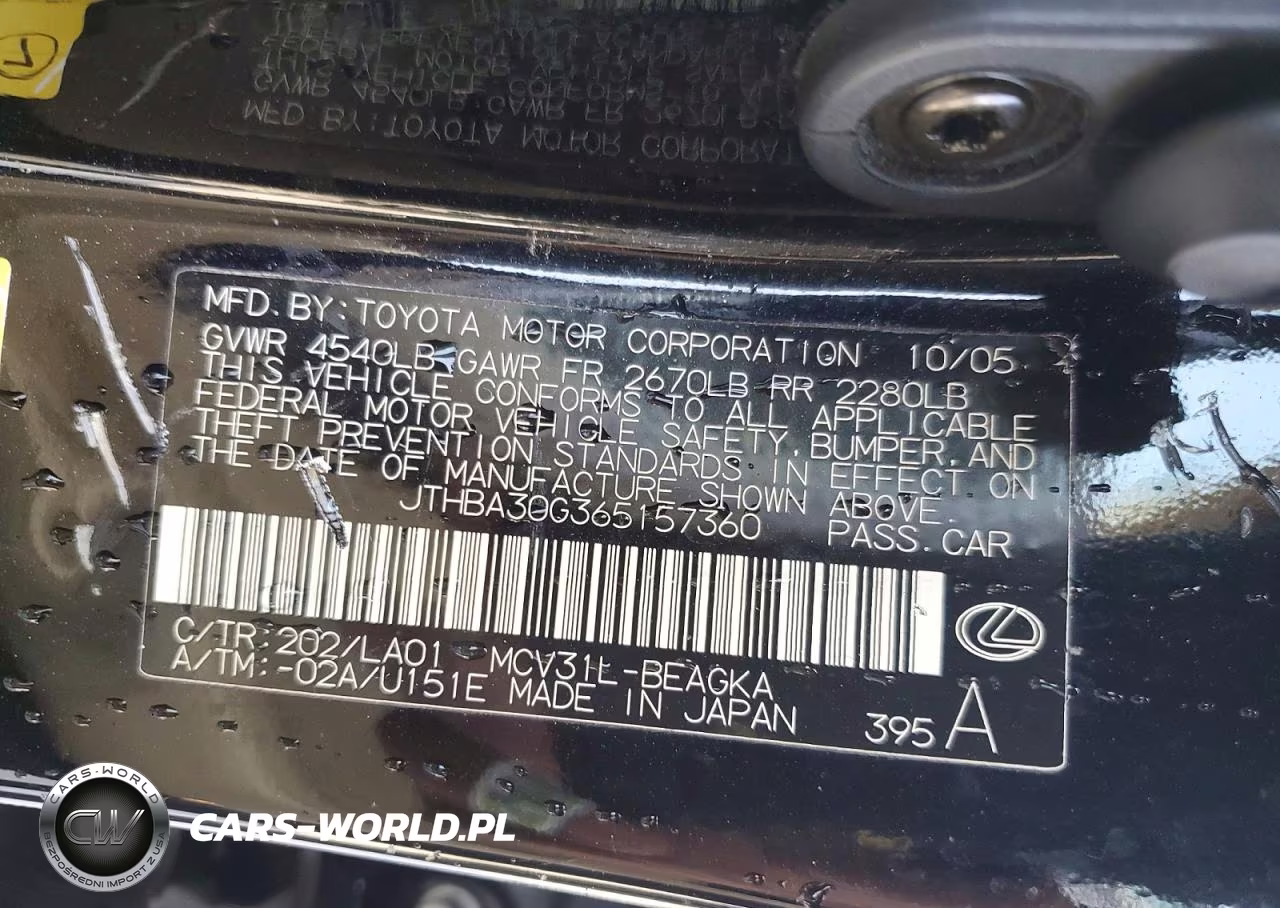 2006 Lexus Es 330 Base VIN:JTHBA30G365157360 - 12