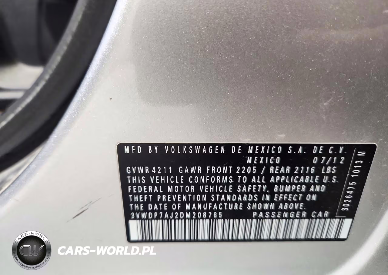 2013 Volkswagen Jetta Se VIN:3VWDP7AJ2DM208765 - 12