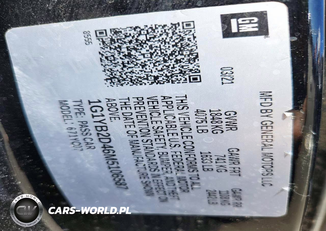 2021 Chevrolet Corvette Stingray 2Lt VIN:1G1YB2D46M5106587 - 12